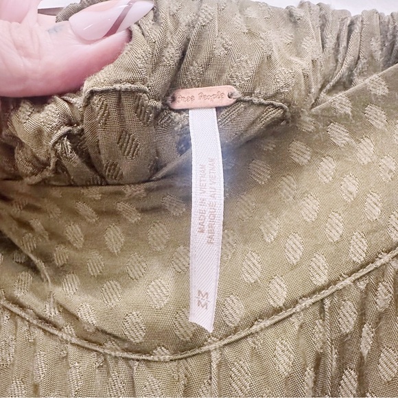 Free People Morning Dove Pants Wide Leg Green Satin Polka Dot - Picture 3 of 7